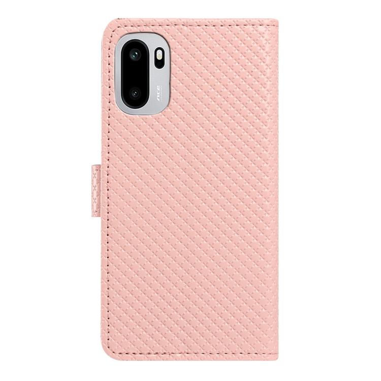 For OnePlus Ace Mirrored Buckle Vegan Leather Phone Case with Small Black Cord