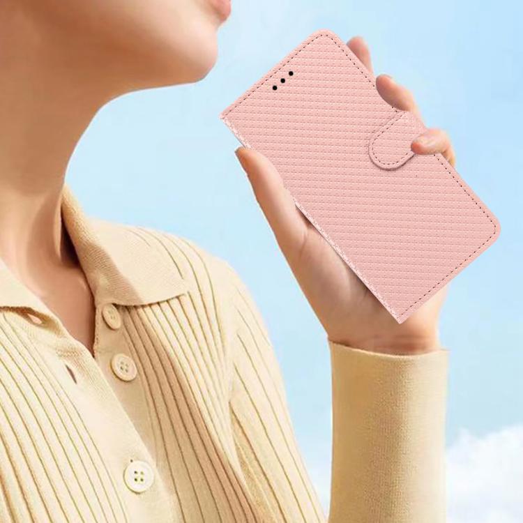 For OnePlus Ace Mirrored Buckle Vegan Leather Phone Case with Small Black Cord