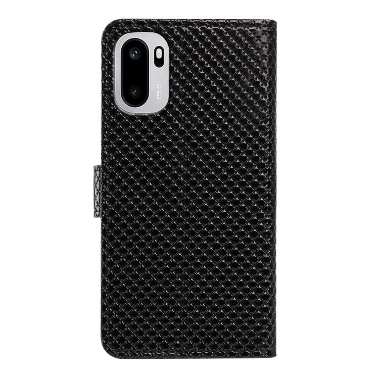 For OnePlus Ace Mirrored Buckle Vegan Leather Phone Case with Small Black Cord