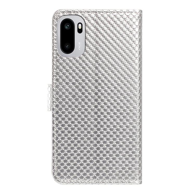 For OnePlus Ace Mirrored Buckle Vegan Leather Phone Case with Small Black Cord