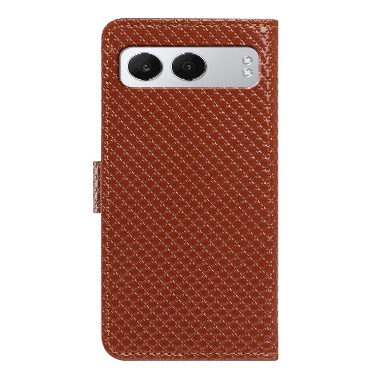 For OnePlus Nord 4 Mirrored Buckle Vegan Leather Phone Case with Small Black Cord