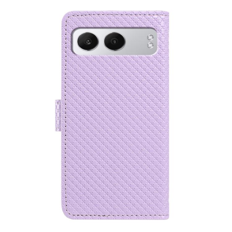 For OnePlus Nord 4 Mirrored Buckle Vegan Leather Phone Case with Small Black Cord