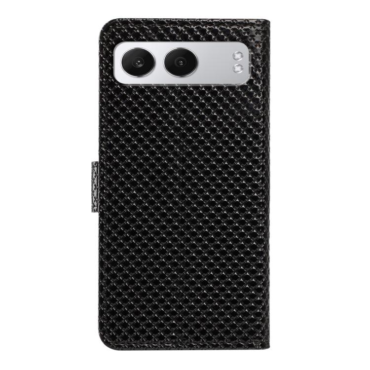 For OnePlus Nord 4 Mirrored Buckle Vegan Leather Phone Case with Small Black Cord