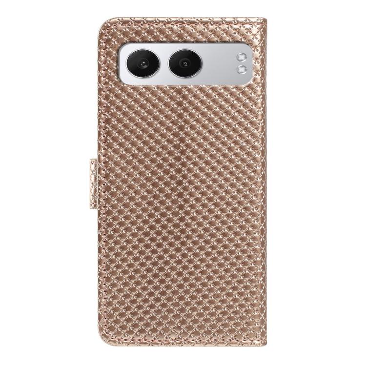 For OnePlus Nord 4 Mirrored Buckle Vegan Leather Phone Case with Small Black Cord