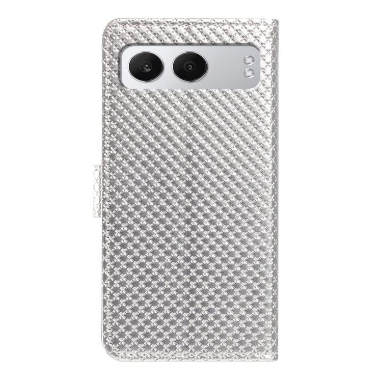For OnePlus Nord 4 Mirrored Buckle Vegan Leather Phone Case with Small Black Cord