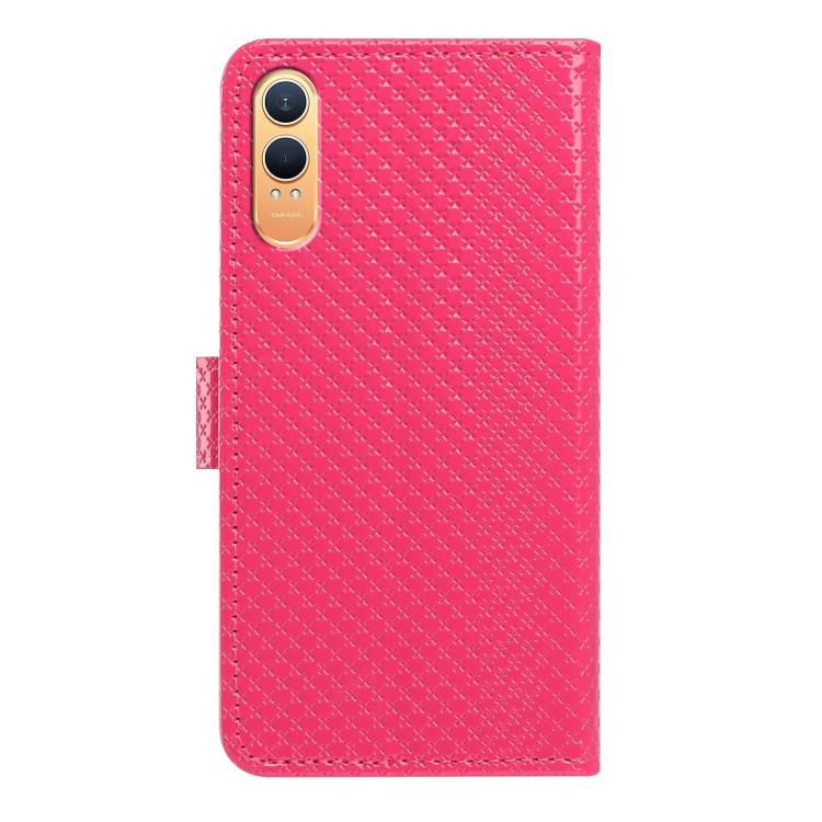 For OnePlus Nord CE4 Mirrored Buckle Vegan Leather Phone Case with Small Black Cord