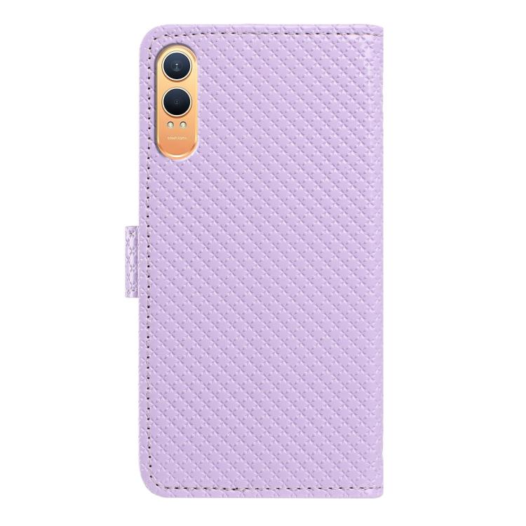 For OnePlus Nord CE4 Mirrored Buckle Vegan Leather Phone Case with Small Black Cord
