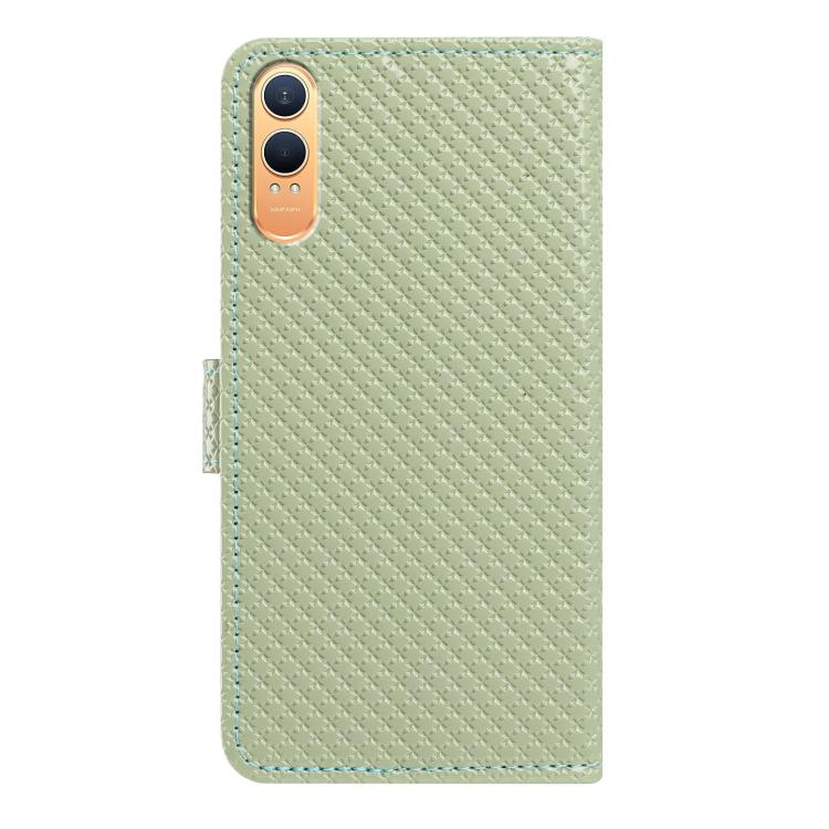 For OnePlus Nord CE4 Mirrored Buckle Vegan Leather Phone Case with Small Black Cord