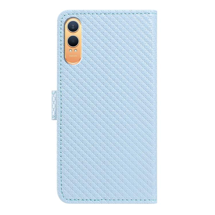 For OnePlus Nord CE4 Mirrored Buckle Vegan Leather Phone Case with Small Black Cord