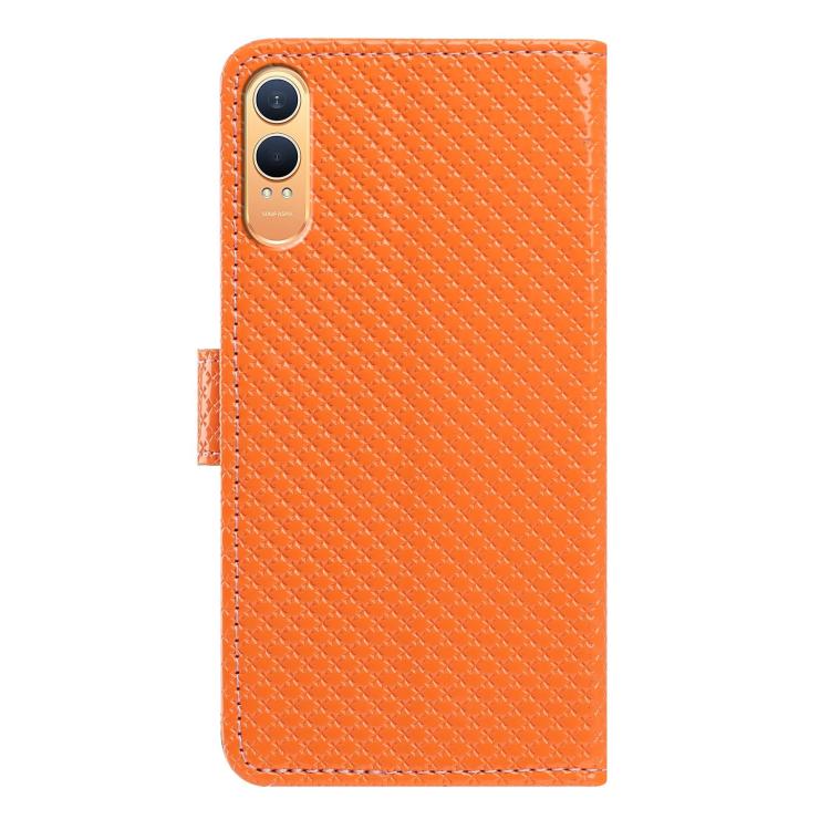 For OnePlus Nord CE4 Mirrored Buckle Vegan Leather Phone Case with Small Black Cord