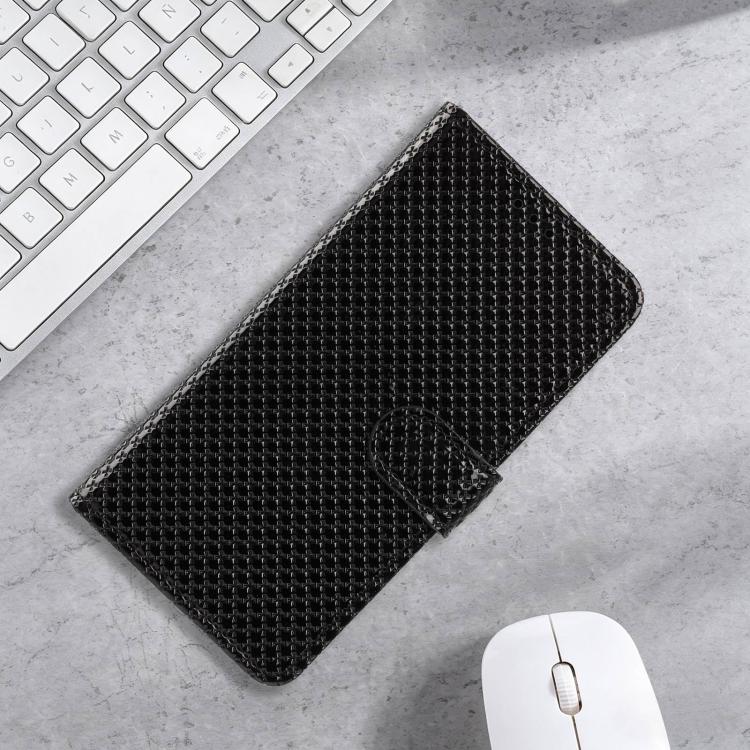 For OnePlus 13 Mirrored Buckle Vegan Leather Phone Case with Small Black Cord