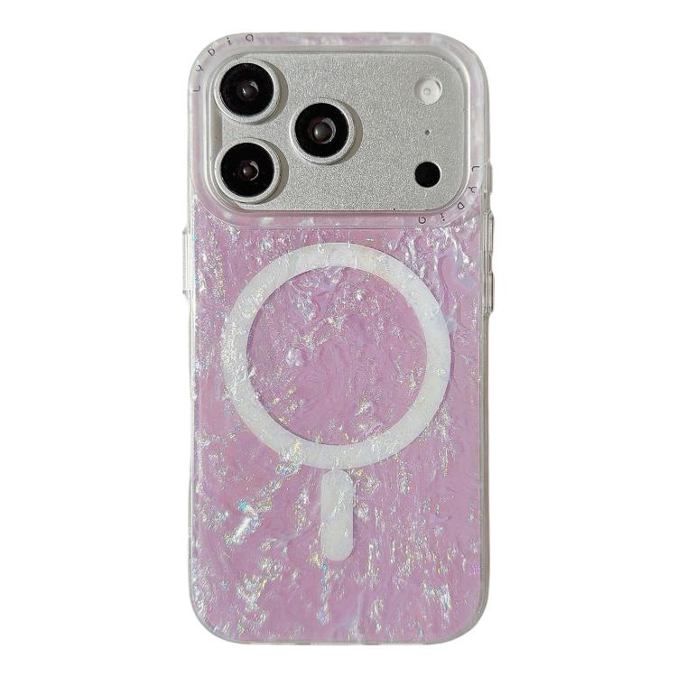 For iPhone 17 Pro Iridescent Gold Plated Shell Patterned Magnetic Phone Case