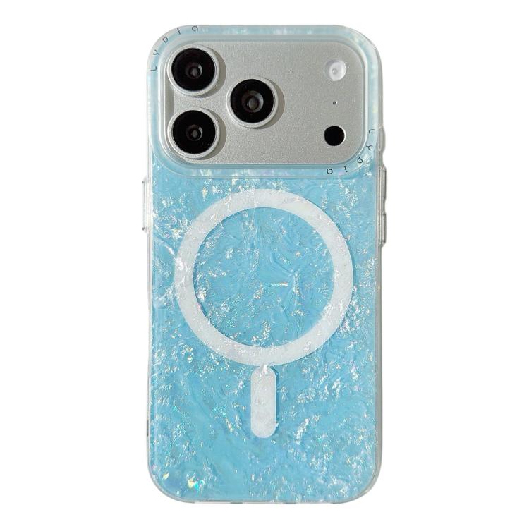 For iPhone 17 Pro Iridescent Gold Plated Shell Patterned Magnetic Phone Case