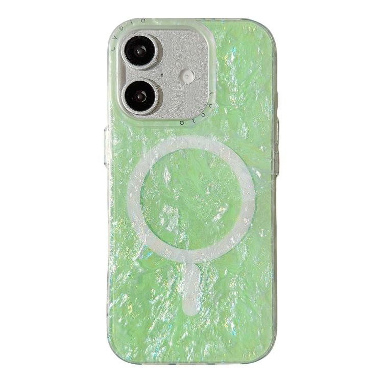 For iPhone 17 Iridescent Gold Plated Shell Patterned Magnetic Phone Case