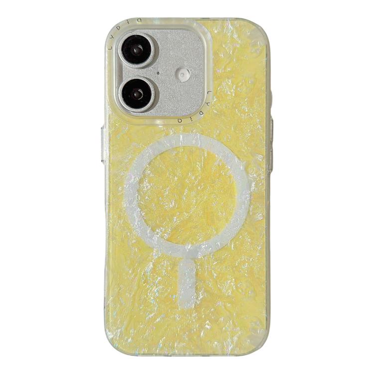 For iPhone 17 Iridescent Gold Plated Shell Patterned Magnetic Phone Case