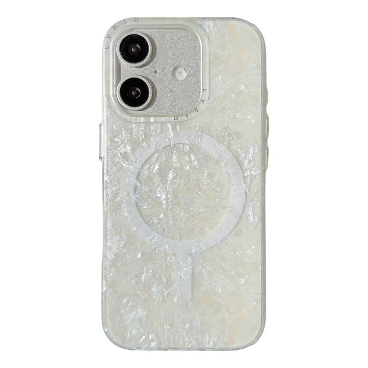 For iPhone 17 Iridescent Gold Plated Shell Patterned Magnetic Phone Case