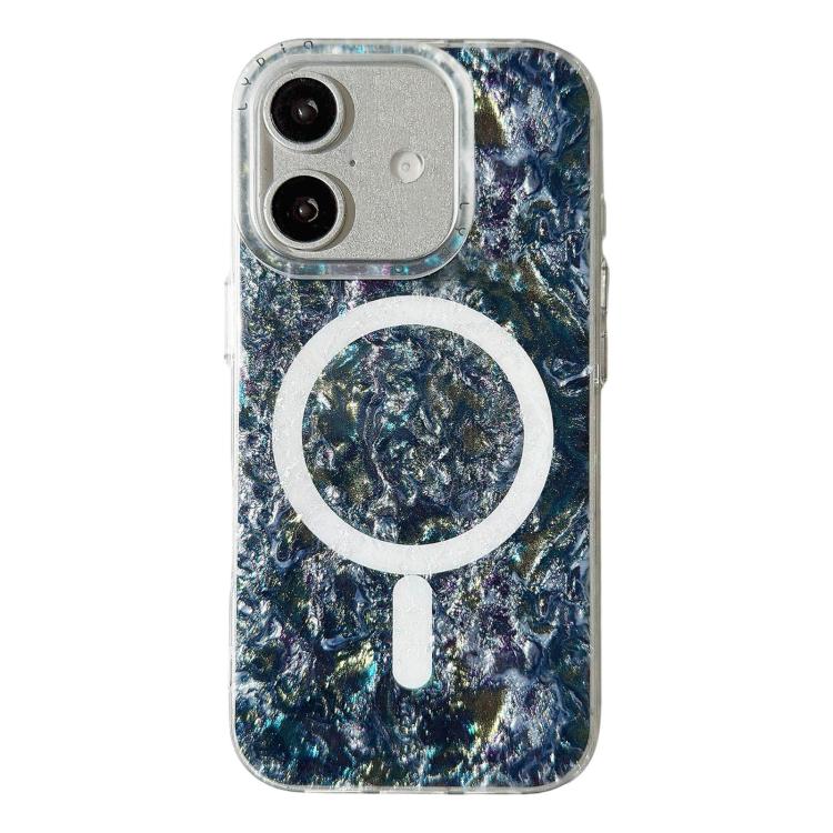 For iPhone 17 Iridescent Gold Plated Shell Patterned Magnetic Phone Case