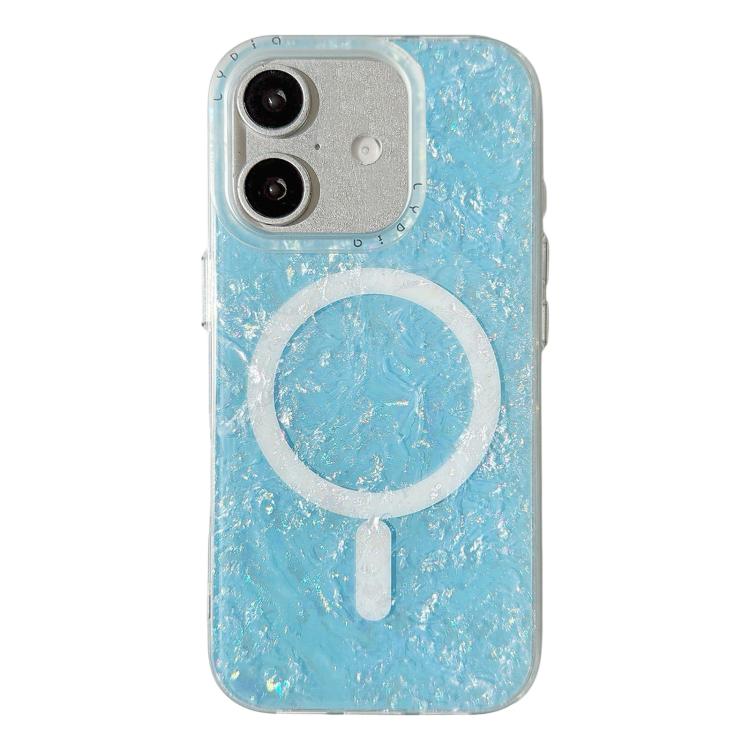 For iPhone 17 Iridescent Gold Plated Shell Patterned Magnetic Phone Case