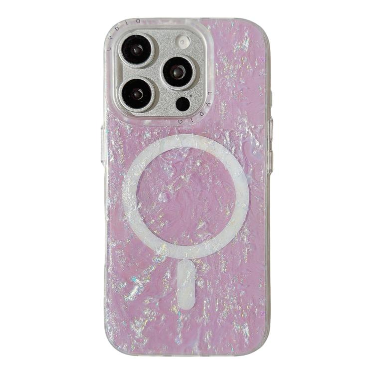 For iPhone 16 Pro Iridescent Gold Plated Shell Patterned Magnetic Phone Case