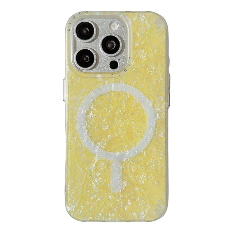 For iPhone 16 Pro Iridescent Gold Plated Shell Patterned Magnetic Phone Case