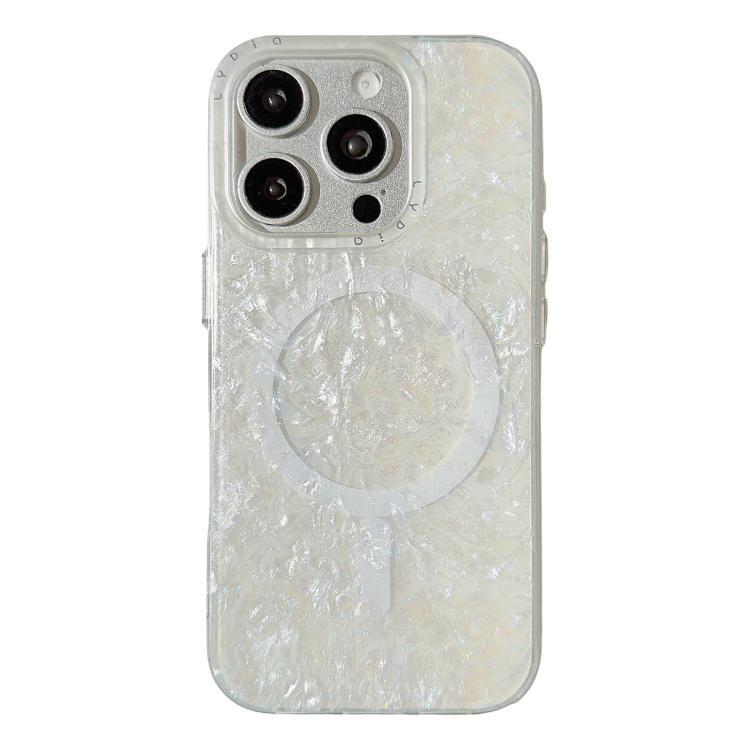 For iPhone 16 Pro Iridescent Gold Plated Shell Patterned Magnetic Phone Case
