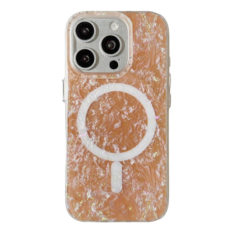 For iPhone 16 Pro Iridescent Gold Plated Shell Patterned Magnetic Phone Case