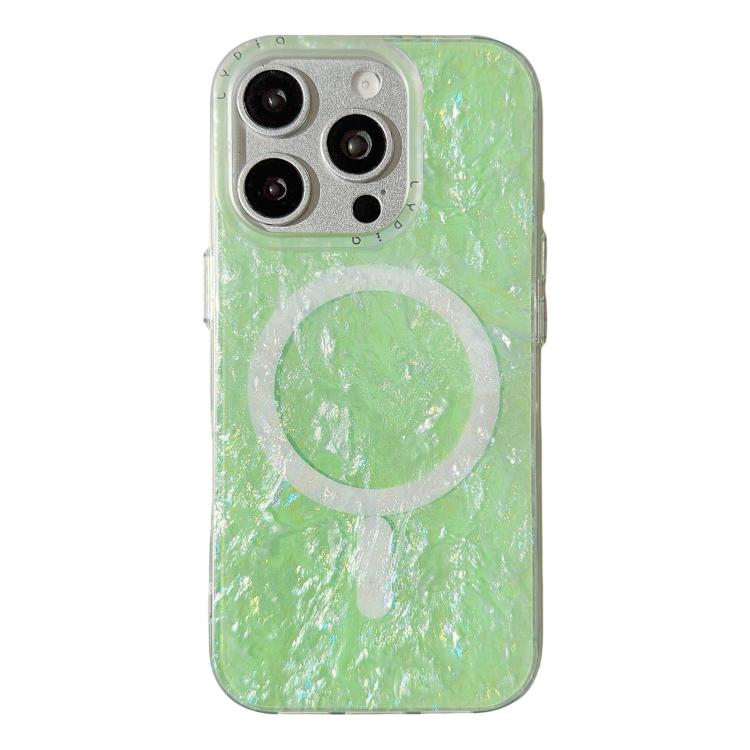 For iPhone 15 Pro Iridescent Gold Plated Shell Patterned Magnetic Phone Case