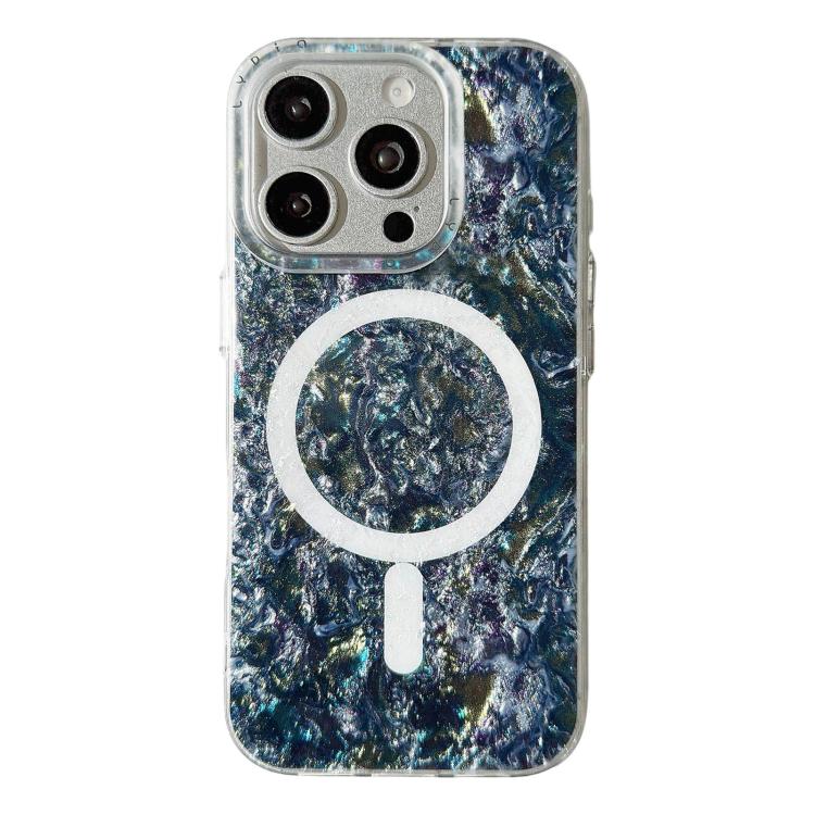 For iPhone 15 Pro Iridescent Gold Plated Shell Patterned Magnetic Phone Case