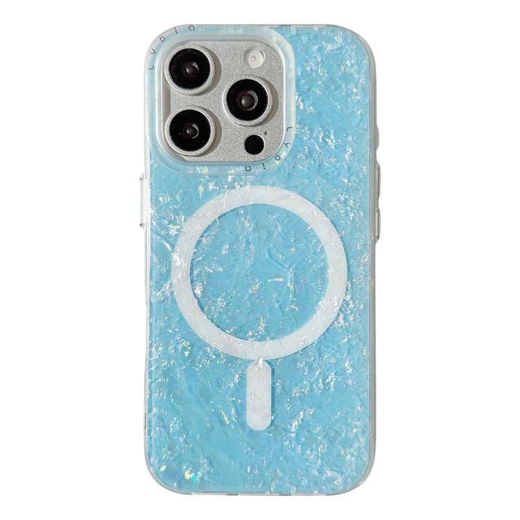 For iPhone 15 Pro Iridescent Gold Plated Shell Patterned Magnetic Phone Case