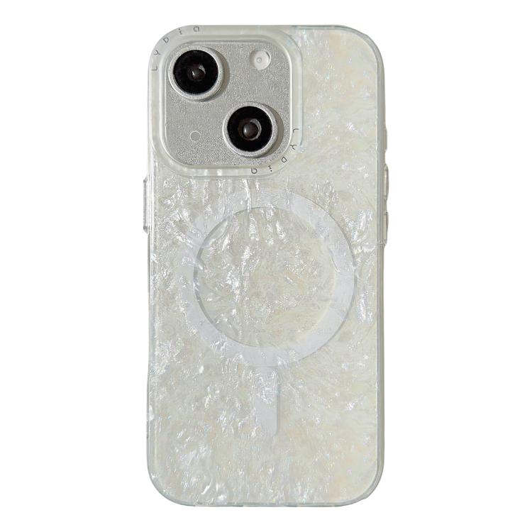 For iPhone 15 Iridescent Gold Plated Shell Patterned Magnetic Phone Case