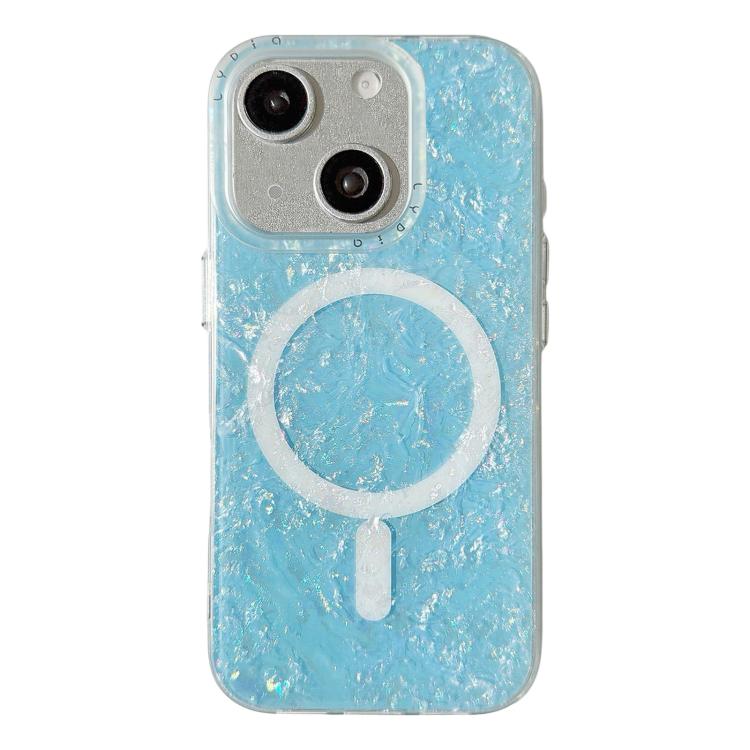 For iPhone 15 Iridescent Gold Plated Shell Patterned Magnetic Phone Case