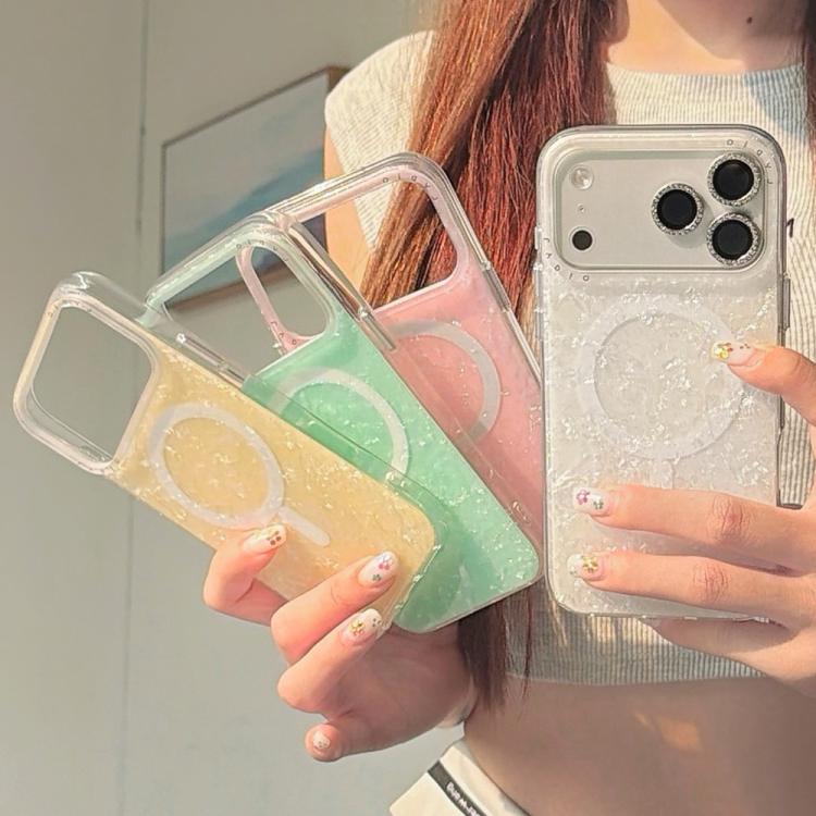 For iPhone 15 Pro Max Iridescent Gold Plated Shell Patterned Magnetic Phone Case