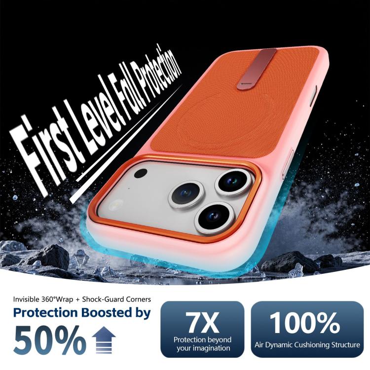 For iPhone 17e / 16e Tech Fabric Rotating Stand Magnetic Phone Case