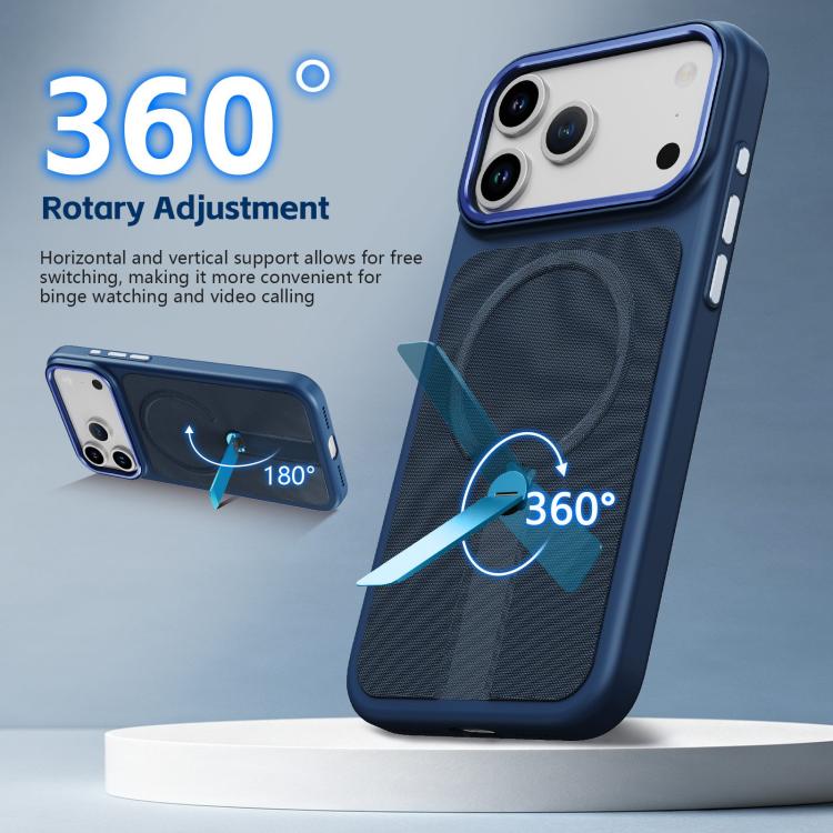 For iPhone 17e / 16e Tech Fabric Rotating Stand Magnetic Phone Case