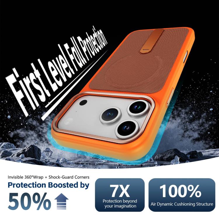 For iPhone 17 Pro Max Tech Fabric Rotating Stand Magnetic Phone Case