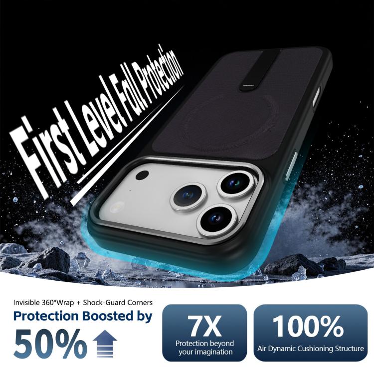 For iPhone 17 Pro Max Tech Fabric Rotating Stand Magnetic Phone Case