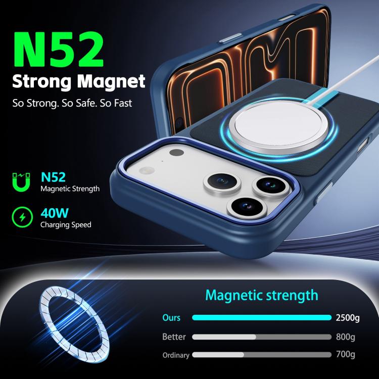 For iPhone 17 Pro Max Tech Fabric Rotating Stand Magnetic Phone Case