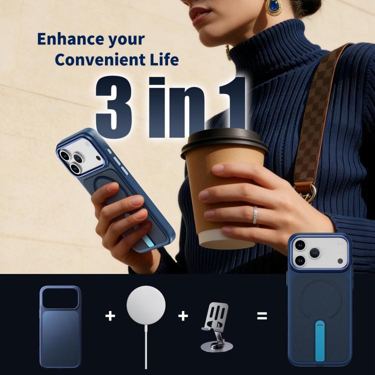 For iPhone 17 Pro Max Tech Fabric Rotating Stand Magnetic Phone Case