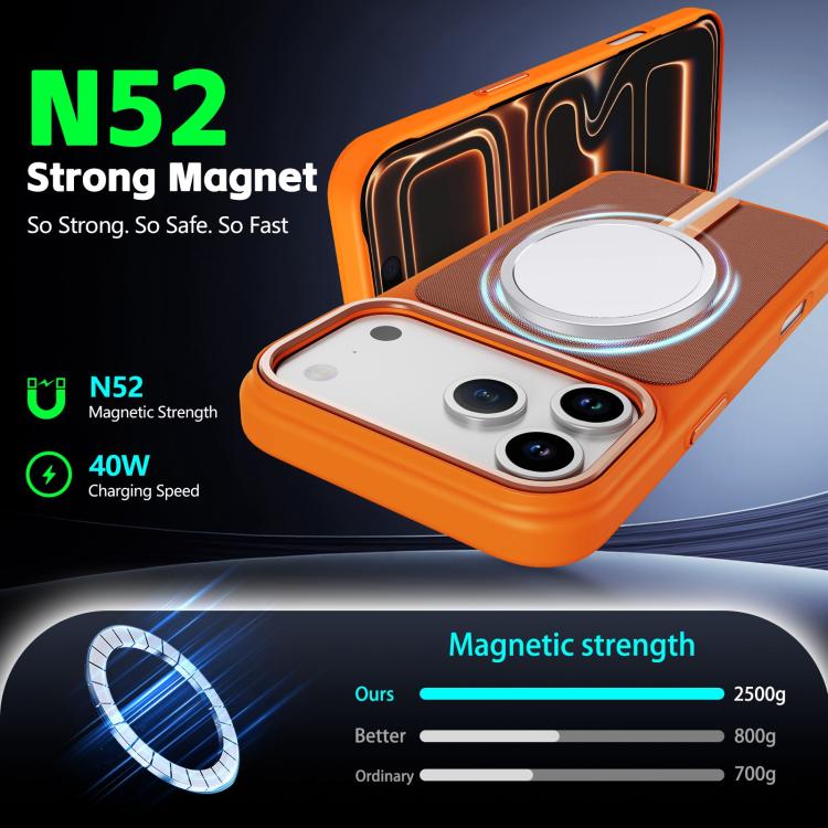 For iPhone 17 Pro Tech Fabric Rotating Stand Magnetic Phone Case