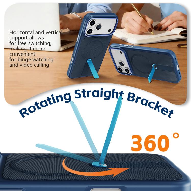 For iPhone 16 Pro Max Tech Fabric Rotating Stand Magnetic Phone Case