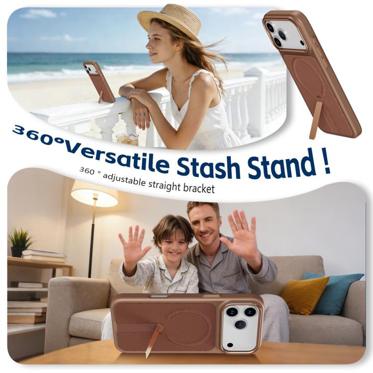 For iPhone 16 Pro Max Tech Fabric Rotating Stand Magnetic Phone Case