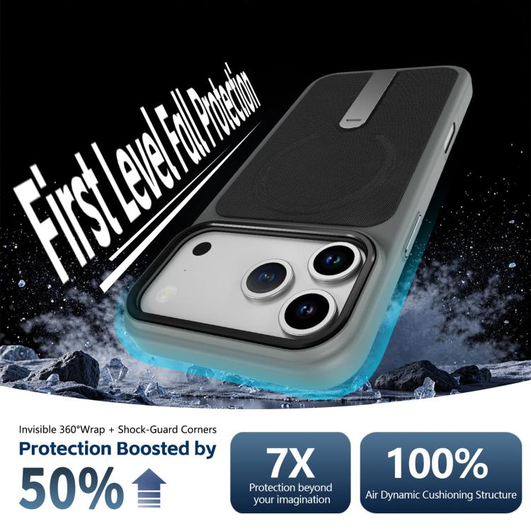 For iPhone 15 Pro Max Tech Fabric Rotating Stand Magnetic Phone Case