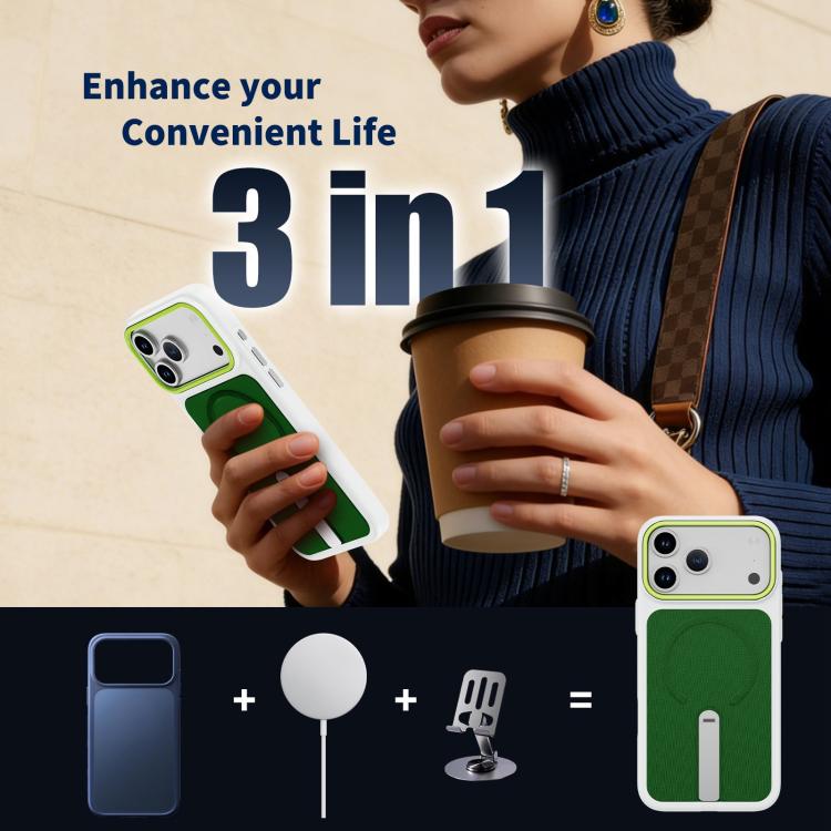For iPhone 15 Pro Max Tech Fabric Rotating Stand Magnetic Phone Case