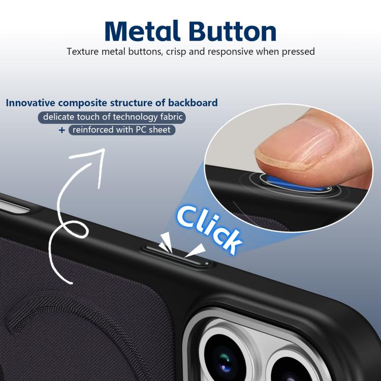 For iPhone 15 Plus Tech Fabric Rotating Stand Magnetic Phone Case