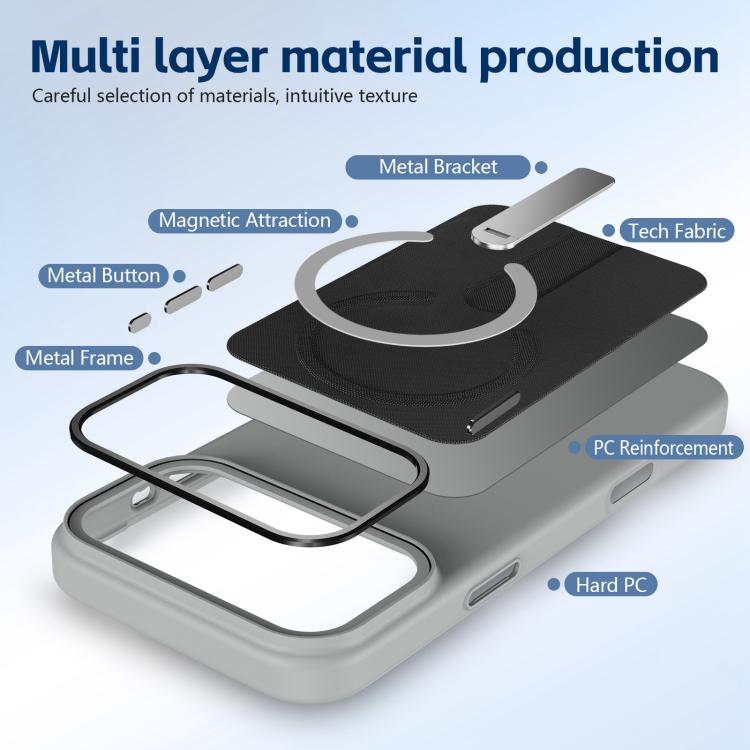 For iPhone 14 Plus Tech Fabric Rotating Stand Magnetic Phone Case