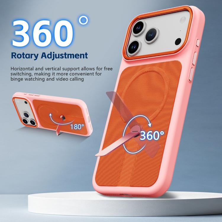 For iPhone 14 Tech Fabric Rotating Stand Magnetic Phone Case