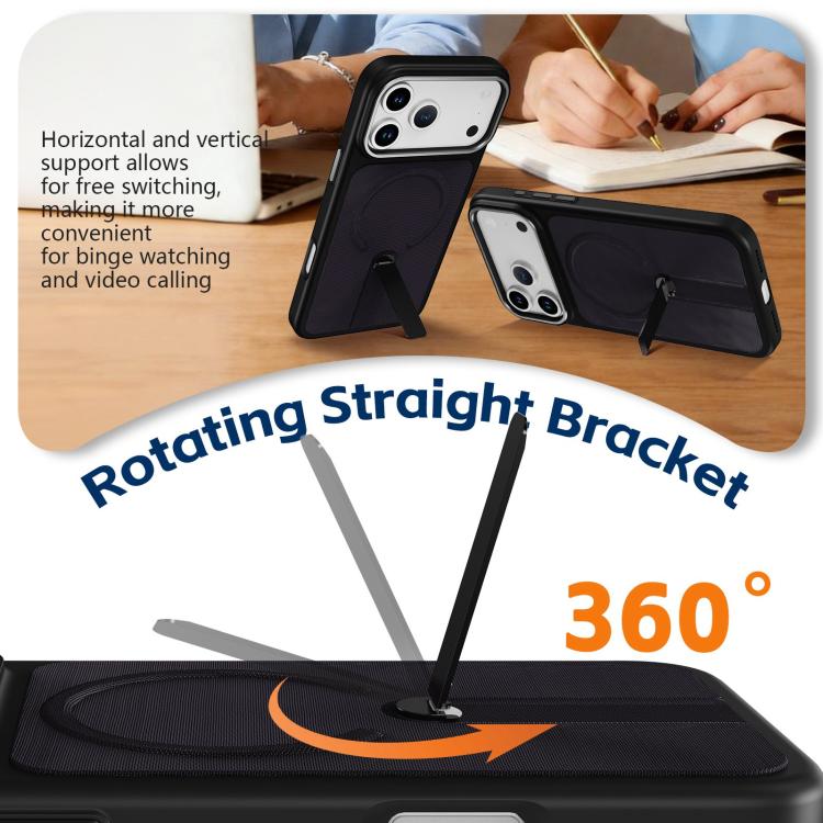 For iPhone 14 Pro Tech Fabric Rotating Stand Magnetic Phone Case