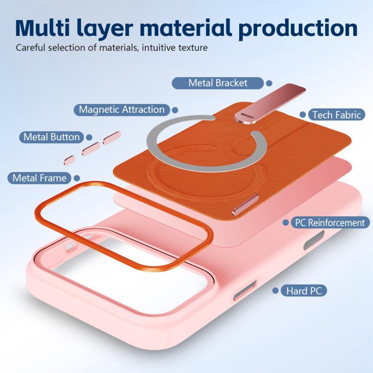 For iPhone 14 Pro Max Tech Fabric Rotating Stand Magnetic Phone Case