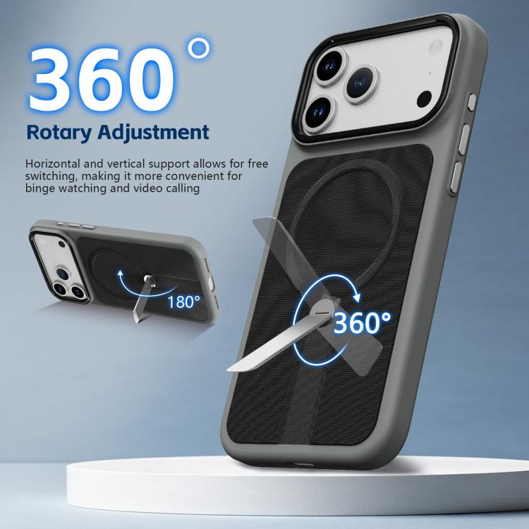 For iPhone 12 Tech Fabric Rotating Stand Magnetic Phone Case