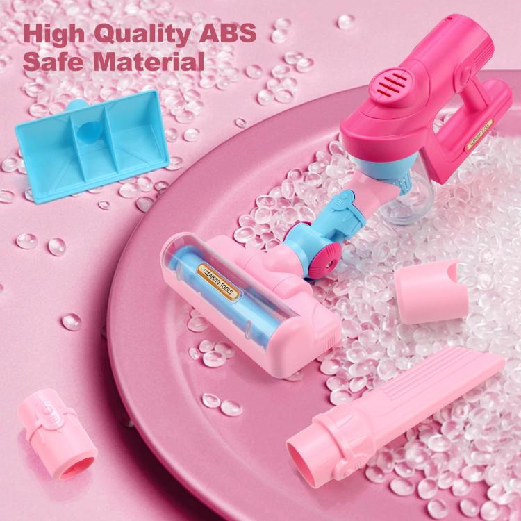 Children Pretend Play Electric Simulation Sound and Light Vacuum Cleaner with Base - Pink